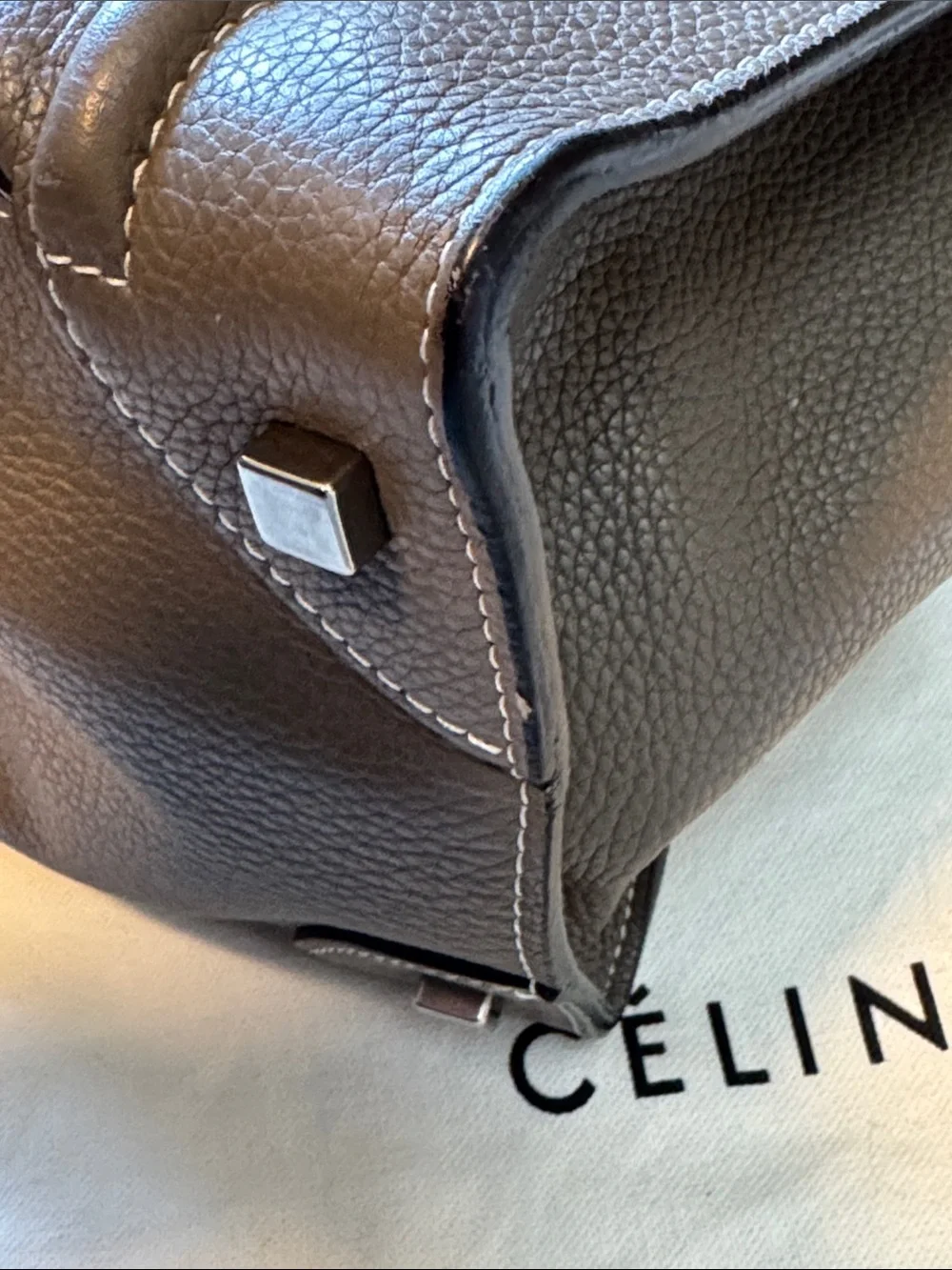 Celine Taupe Brown Souris Leather Mini Luggage Tote